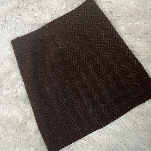 Rachel Zoe Brown Plaid Mini Skirt Size 4 - Picture 3 of 7